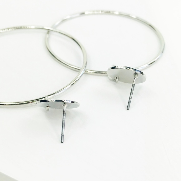 Silver Circle Drop Hoops - Picture 6 of 8